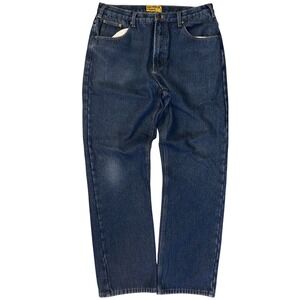 Outback Rider Flannel Lined Jeans Mens 36x32 Blue Denim Buffalo Plaid Insulated